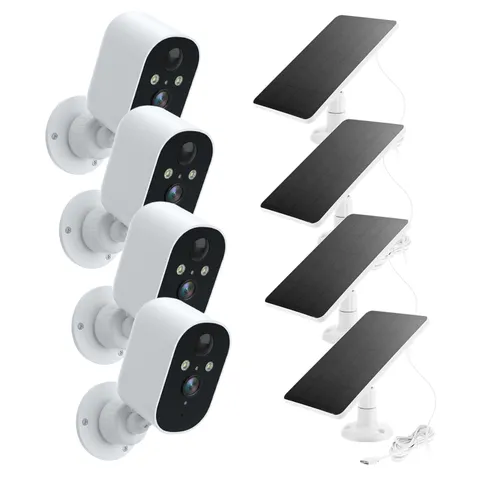 4Pcs Solar Camera Outdoor Wireless Solar Battery Security Camera System WiFi Cam