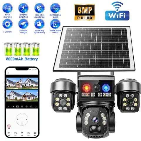 Solar Battery Powered Wireless WiFi Home Security Camera System Outdoor Pan/Tilt
