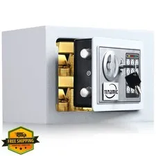 Tenamic digital security keypad lock box white mini safe