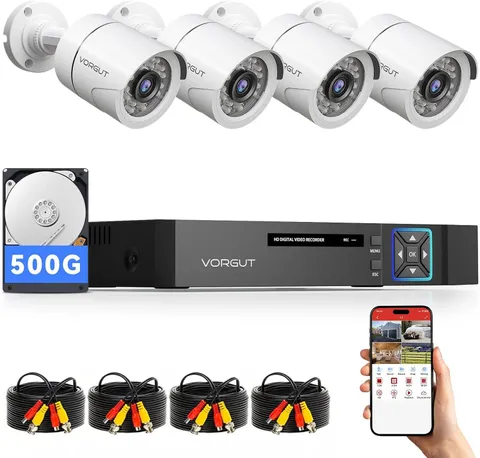 Wired Security Camera System Outdoor with 4Pcs 1080P Waterproof Security Camera,