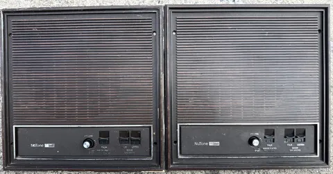 VTG NuTone Scovill LSA-40 In-Wall Intercom Speaker Panels 12x12 Woodgrain MCM