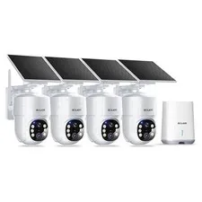 Soliom 5MP Outdoor Solar Security Camera 4-Pack, 3K Full-Color Night Vision, 360