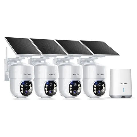 Soliom 5MP Outdoor Solar Security Camera 4-Pack, 3K Full-Color Night Vision, 360