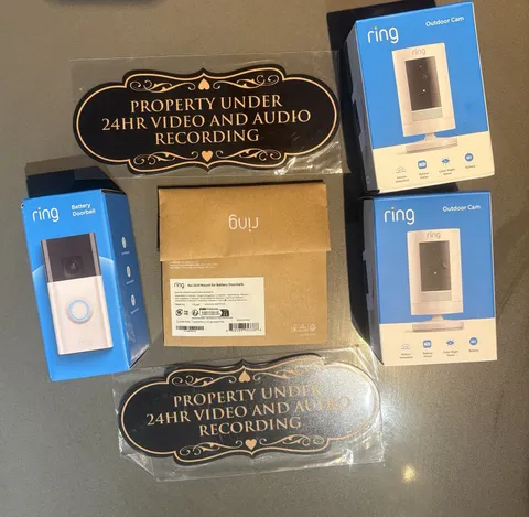 Ring Doorbell Security Cameras Bundle Including Signs And Mount