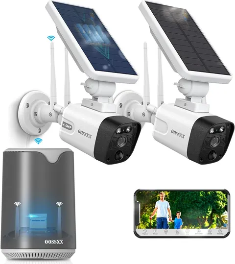 (2026 New) Solar Wireless Security Camera System, 4MP 2-Cam Kit with 4CH NVR, 2.