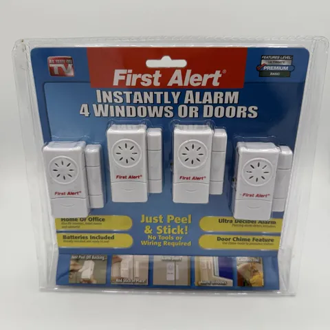 First Alert Instant Alarm For 4 Windows or Doors Peel and Stick As Seen On TV