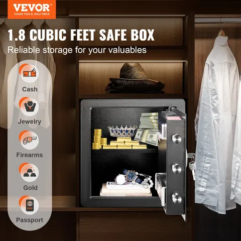 1.8 Cu Ft Home Security Safe Digital Keypad Steel Safe w Fireproof Bag
