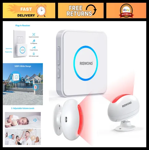 Wireless Motion Sensor Door Chime Alarm - Indoor Entry Alert for Business & Home