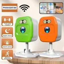 PHANSATIM  2PCS Compact Indoor Smart Security Camera, 1080P WiFi Pet & Elder
