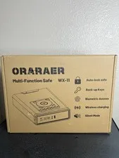 ORARAER Biometric Alarm Clock Safe w/Wireless Charging LED Black