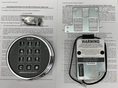 American Security - ESL10 ESL10XL - Lighted Keypad - Electronic Safe Lock Chrome