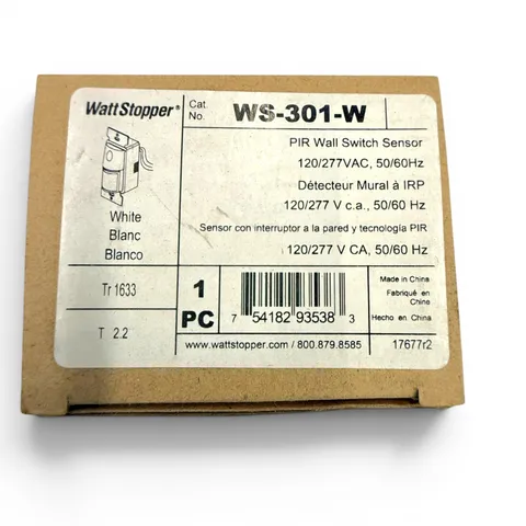 WattStopper WS-301-W PIR Wall Switch Occupancy Sensor 120/277VAC White - New