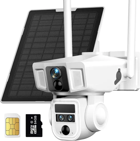 Dragon Touch OB20 4G LTE 4K Solar Security Camera 3 Lens 10x Zoom PTZ WHITE