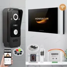 HOMSECUR 7" WIFI Video Doorbell Intercom Monitoring Call Transfer Voice Message