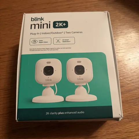 Blink Mini 2K+ (newest model) Plug-in Home/Pet Indoor Security Camera 2-Pack NEW