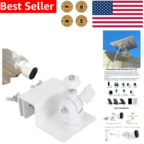 White Gutter Mount, Robust Universal Bracket for Ring Arlo Eufy Wyze Camera
