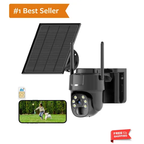Waterproof 4G LTE Security Camera - 2K HD View, Pan & Tilt, Two-Way Audio