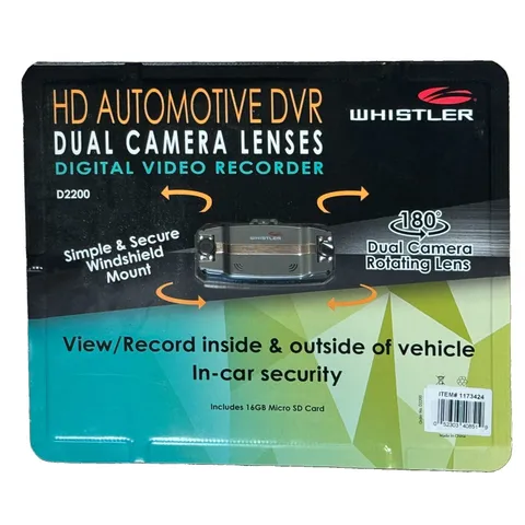 NEW WHISTLER Auto Dash Cam recorder 180 camera D2200 LCD Screen HD DVR high def