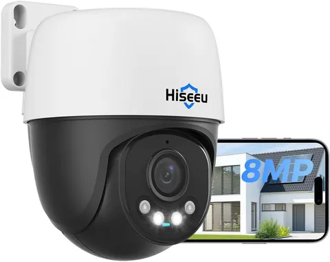 【360° Panoramic】 4K Poe PTZ Security Camera Outdoor, 355 Pan & 90 Tilt for Home