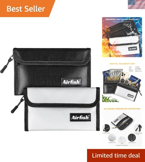 Compact Fireproof & Waterproof Document Bag Set - Secure Valuables Anywhere