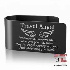 Travel Angel Wherever You May Wander Visor Clip for Cars, Travel Angel Black