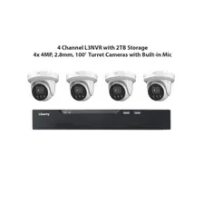 Liberty L3NVR4KIT4C 4 Channel L3NVR with 2TB Storage 4x 4MP 100’ Turret Cameras