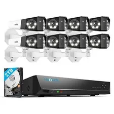 Reolink 16MP Dual-Lens PoE Security Camera System 8CH 2TB HDD NVR Duo 3 PoE Cam