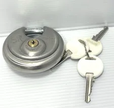 Chateau C 970 Stainless Steel Disc Padlock Circular Round Lock Keys Heavy Duty