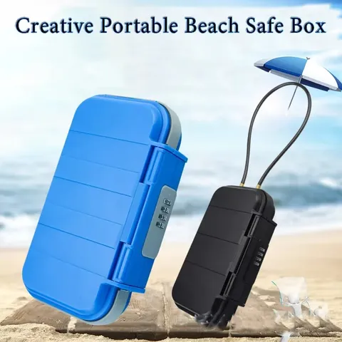 Portable Travel Safe Lock Box Waterproof Cable Combination Security Case Travel