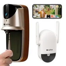 anyfree Solar Doorbell Camera Wireless Video No Subscription Local/Cloud Stor...