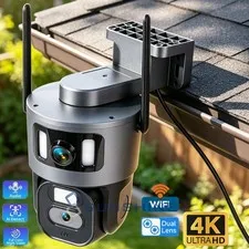 4K Dual-Lens WiFi Security Camera 360° Pan Tilt AI Auto Tracking Mobile Remote