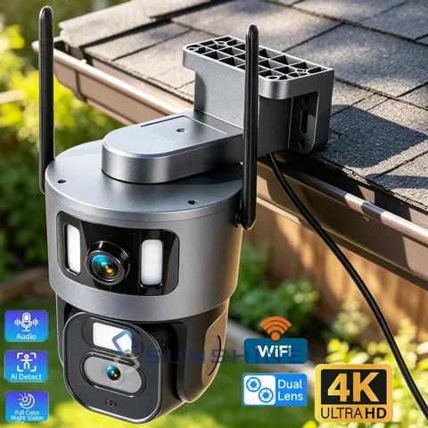 4K Dual-Lens WiFi Security Camera 360° Pan Tilt AI Auto Tracking Mobile Remote