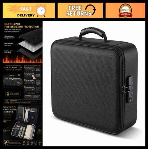 Fireproof Document Organizer Box with Lock - 5200°F Heat & Water-Resistant for F