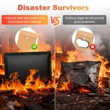 Nliyeisu Fireproof Money Bag, 13.5 x 10 Inch, Fire Proof Bag for Documents, W...