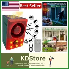 Solar Outdoor Motion Sensor Alarm - 130db Recording & Adjustable Volume, 1 Pack