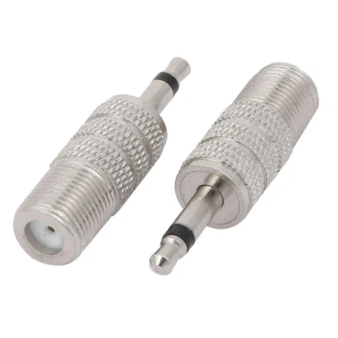 2Pcs 3.5mm Mono Male Adapter to F-Type Female Jack M/F Stereo Audio Connector