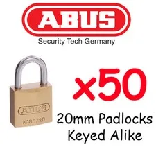  Padlock KEYED ALIKE ABUS 20mm  x50 Locks  BULK LOT High quality