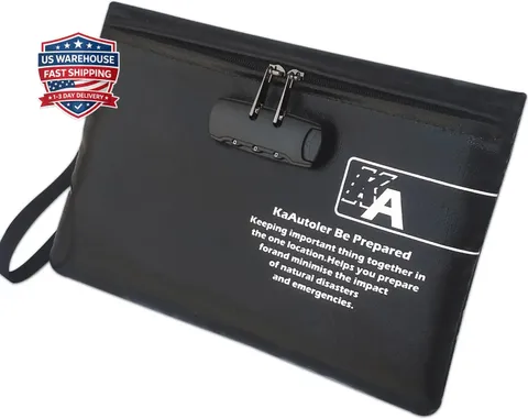 Fireproof Money Bag with Lock KaAutoler Fireproof and Waterproof Cash Bag with Z
