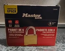 Master Lock 175CCP6 6-Pack Weather Resistant Combination Padlocks, Gold