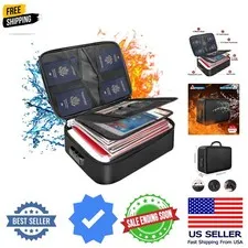 Document Bag with Lock,Fireproof 3-Layer File Storage Case with Water-Resista...