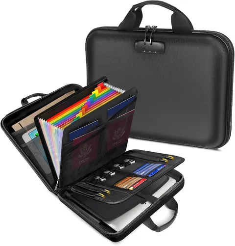 Fireproof Document Organizer W/ Lock Important Documents File 13-Pocket