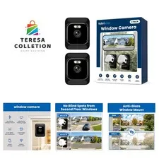 2K Indoor Window Security Camera with No Drill Adjustable Mount and Night Vision