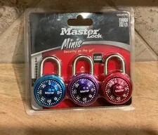 MASTER LOCK 1533TRI 3-Pack Minis Combination Locks Security on the Go -  Sealed