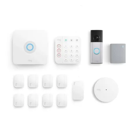 Ring Alarm Security System, Battery Doorbell Plus, Chime, and Glass Break Sensor