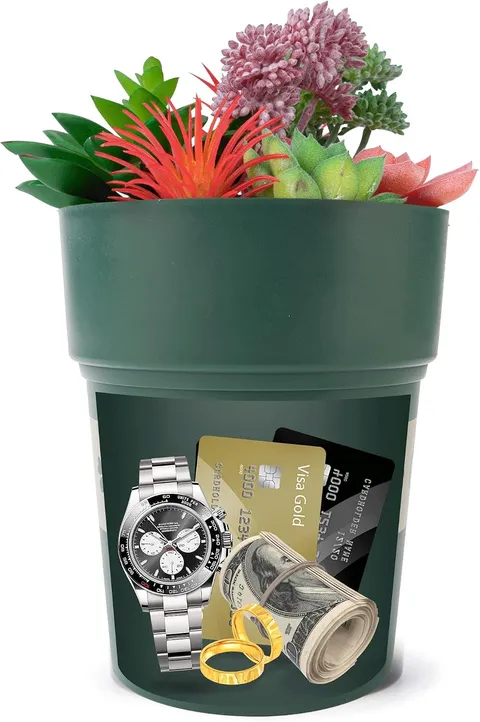 Flower Pot Diversion Safe with Hidden Storage-Hidden Safe for Storing Valuables,