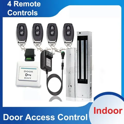 Door Entry Access Control System, 1200 lb Magnetic Lock, 4 Remote Controls Kit