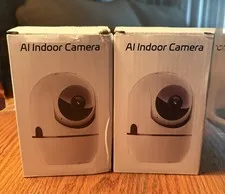Indoor Smart Security Camera, 360° Pan/Tilt WiFi White 2 Pack