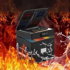 Fireproof File Box Portable Double Layer Waterproof Storage Case Lock