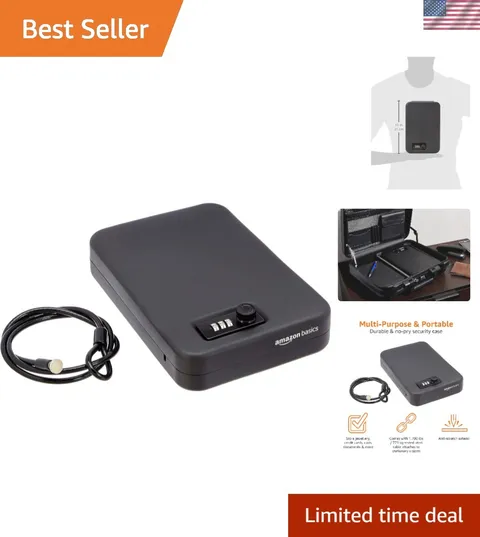Portable Security Case Lock Box Safe with Combination Lock for Valuables, Doc...