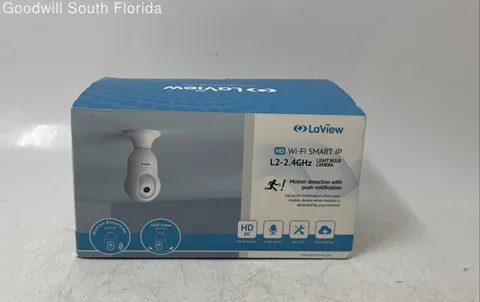 LaView White L2-2.4GHz HD Wi-Fi Smart IP 4MP Bulb Security Camera Untested